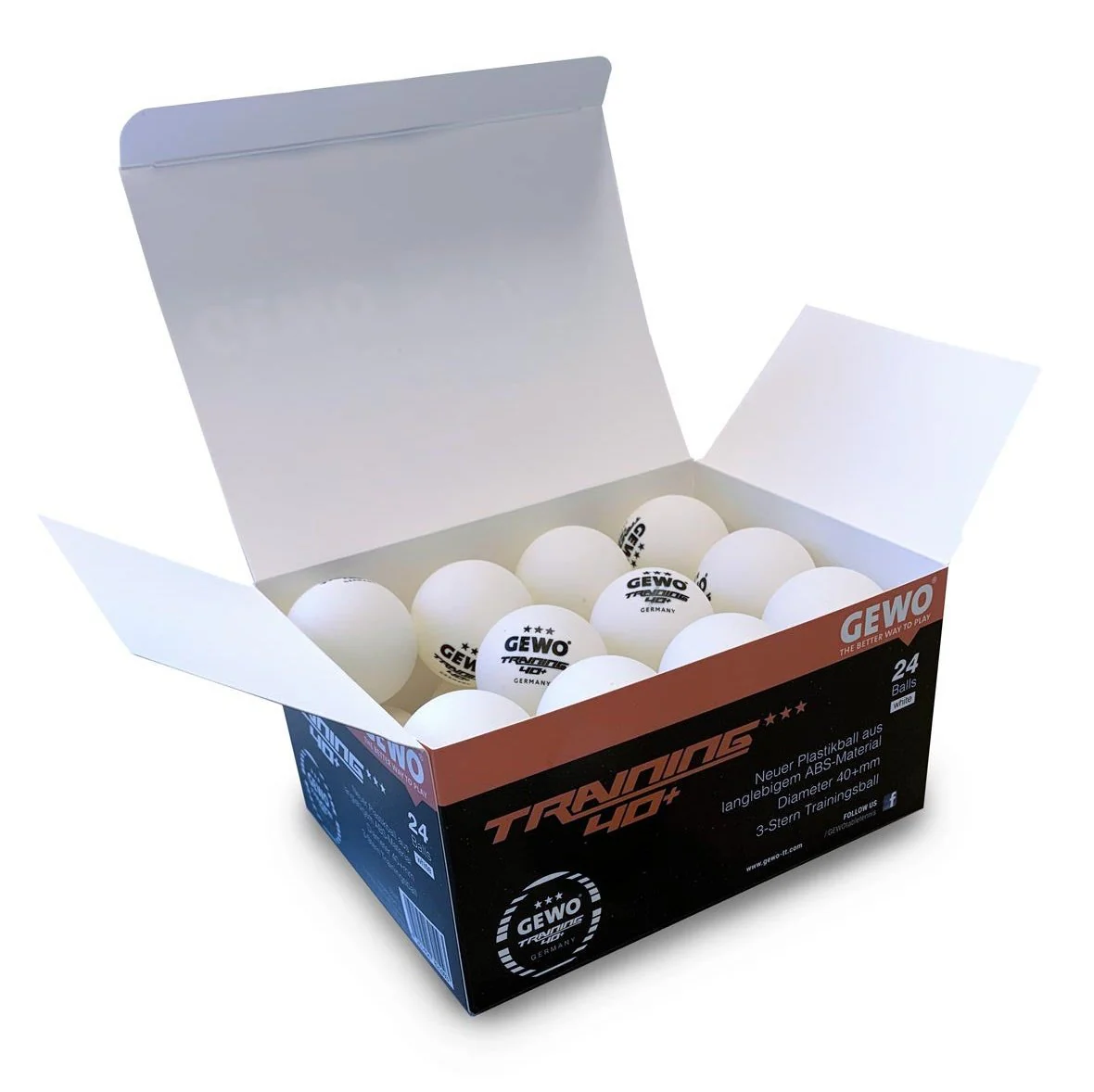 Gewo Training 3 ster tafeltennisbal - wit 24 stuks - Afbeelding 3