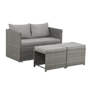 2 in 1 Polyrotan Loungeset Jamaika - Grijs