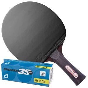 Andro - set Buzzer Pro Carbon 500 RX tafeltennisbatje - rood/zwart + ballen
