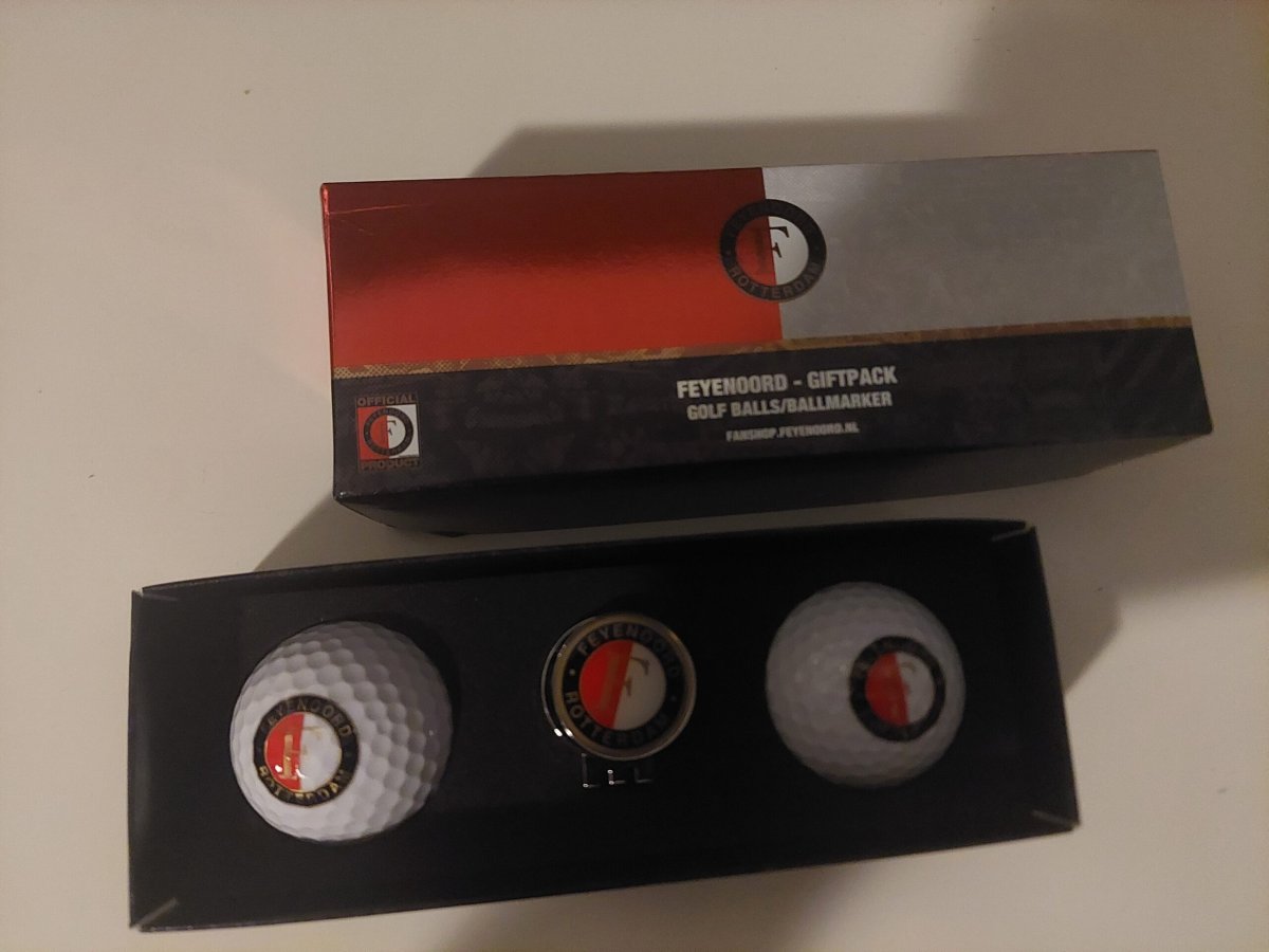 Golf cadeau set Feyenoord: Golfballen en headclip marker - Afbeelding 2